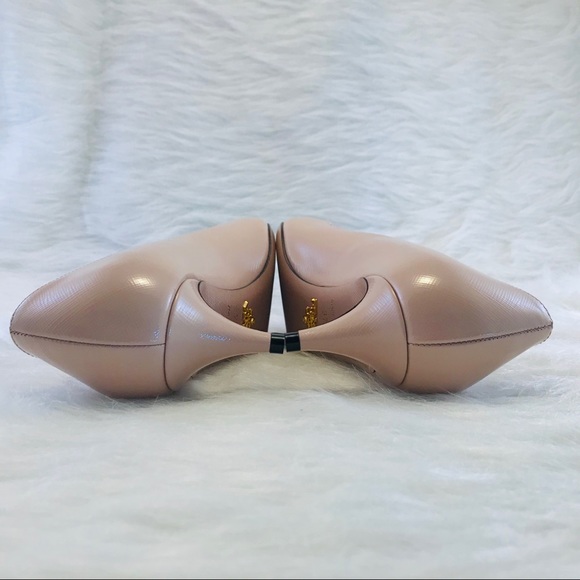 PRADA Saffiano Textured Patent Leather Pumps Blush - Picture 5 of 8